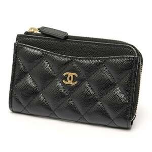 CHANEL Authentic Black Caviar Leather Wallet